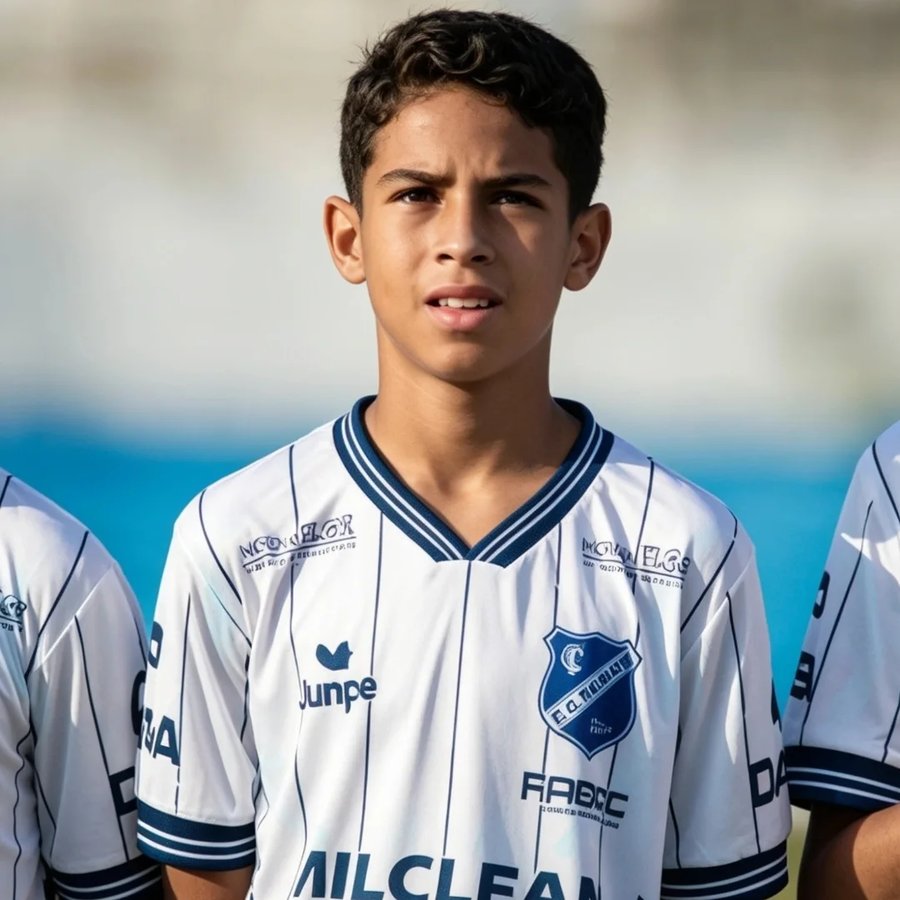 Biel perfilado com a camisa do Taubaté antes de uma partida do Campeonato Paulista